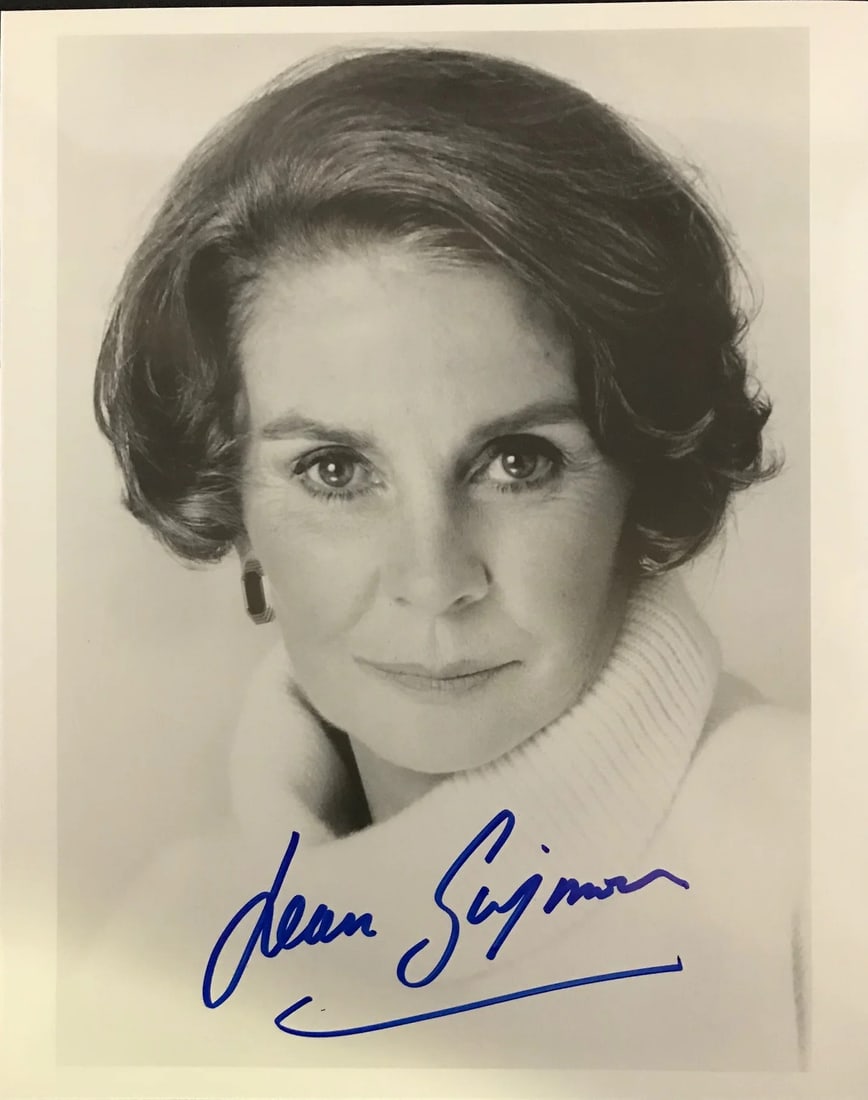 Jean Simmons Autographed Black & White 8x10 Photo: Jean Simmons Autographed Black & White 8x10 Photo Signed in blue sharpie across the front, Jean Simmons' autograph adds a touch of Hollywood glamour to this black and white 8x10 photo. The item comes