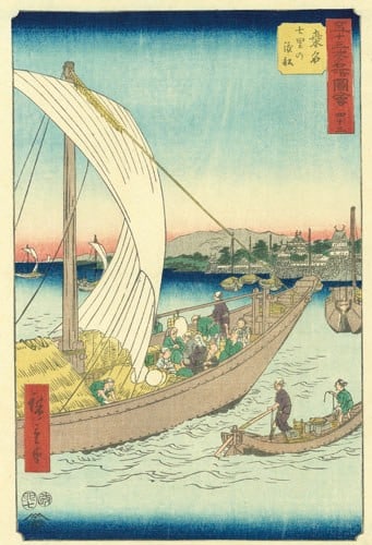 Hiroshige Woodblock Print Kuwana Shichiri no Watashibune 53 Stations Vertical: Hiroshige Woodblock Print Kuwana Shichiri no Watashibune 53 Stations Vertical Item Specifics: Artist: Utagawa Hiroshige Subject: Maritime Kuwana Ferry Tokaido Station Material: Washi Paper Style: Japa