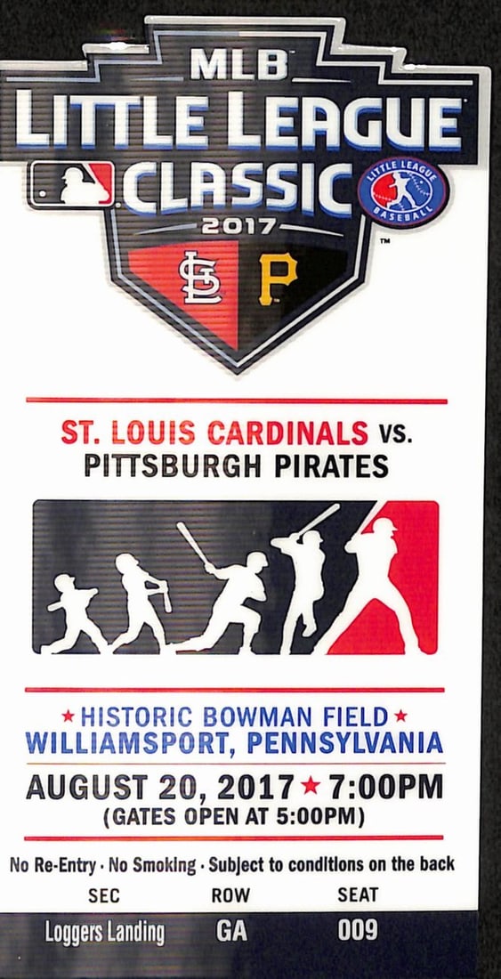 Pittsburgh Pirates Cardinals 20/ 8/ 2017 Little League Classic Ticket (1 of 2)
