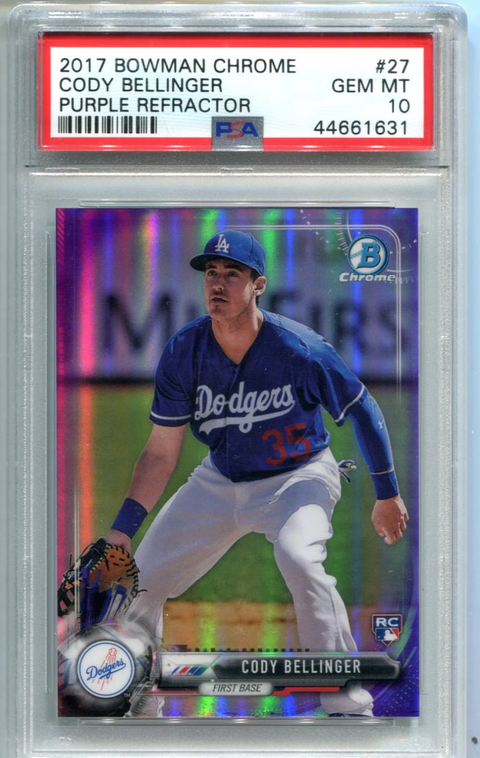 Cody Bellinger 2017 Bowman Chrome #27 Purple Refractor/ 250 (PSA 10) (1 of 2)