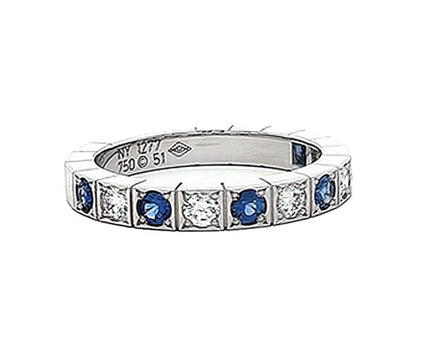 Cartier Lanieres Blue Sapphire Diamond 18k White Gold Band Ring EU51 US 5.75: Cartier Lanieres Blue Sapphire Diamond 18k White Gold Band Ring EU51 US 5.75 Item Specifics: Shape: Round Occasion: Anniversary Birthday Christening Christmas Engagement Graduation Mother"s Day Valent