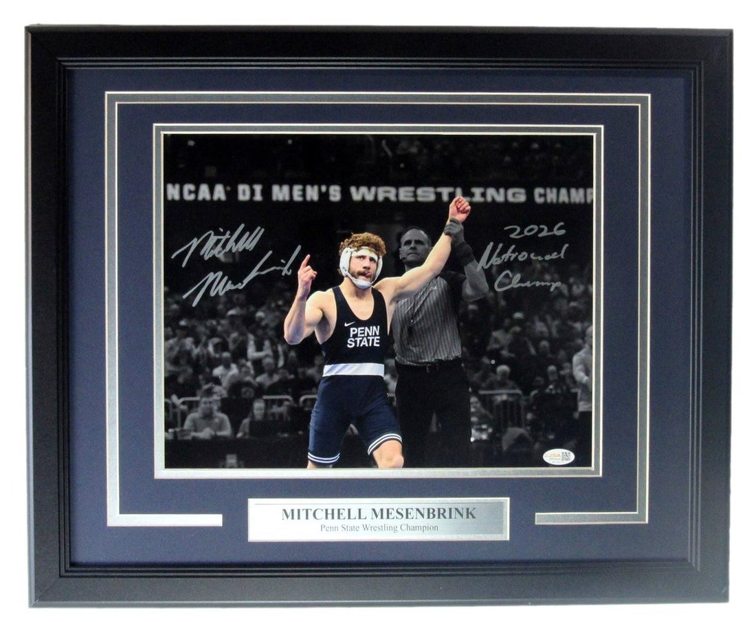 Mitchell Mesenbrink Signed/ Inscribed 11x14 Photo Framed PSU Wrestling JSA 207841 (1 of 5)
