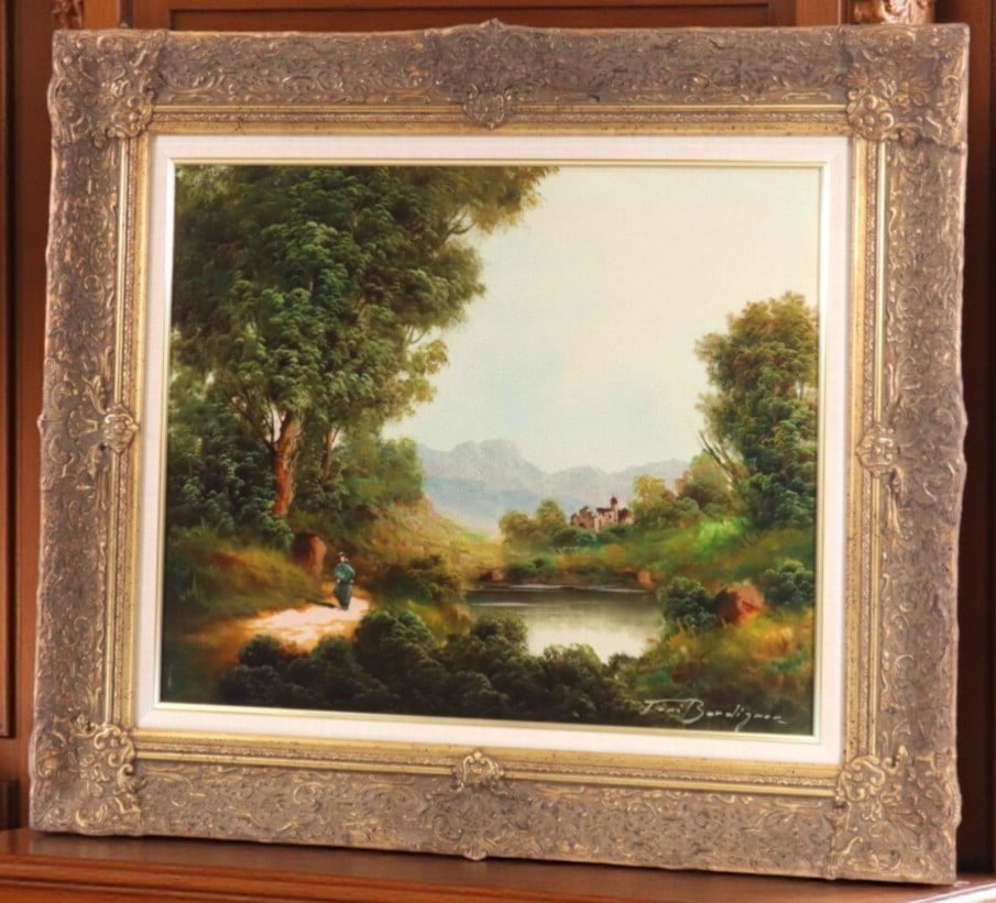 Bordignon Antique Style Oil Painting River Italy Signed Landscape Path Toni (1 of 10)