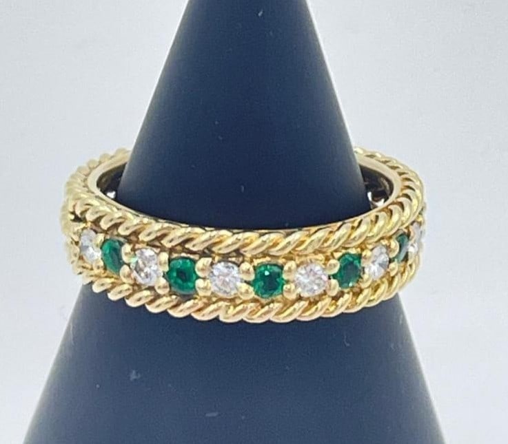 Diamond Emerald 0.473ct 18k Twist Rope Band Ring By Christian Dior: Diamond Emerald 0.473ct 18k Twist Rope Band Ring By Christian Dior Item Specifics: Materials Sourced From: France Shape: Round Occasion: Anniversary Birthday Christening Christmas Engagement