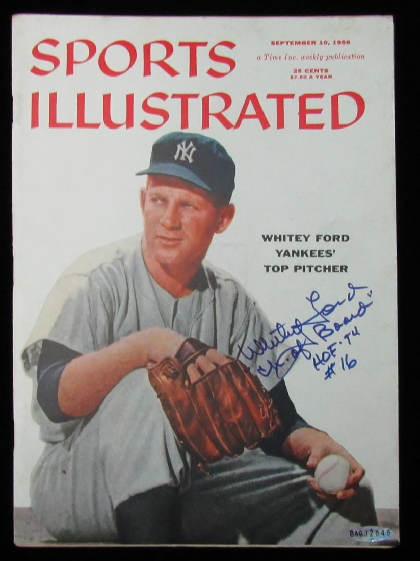 Whitey Ford Signed/ Inscr 9/ 10/ 56 Sports Illustrated Magazine NO LABEL UDA 199494 (1 of 4)