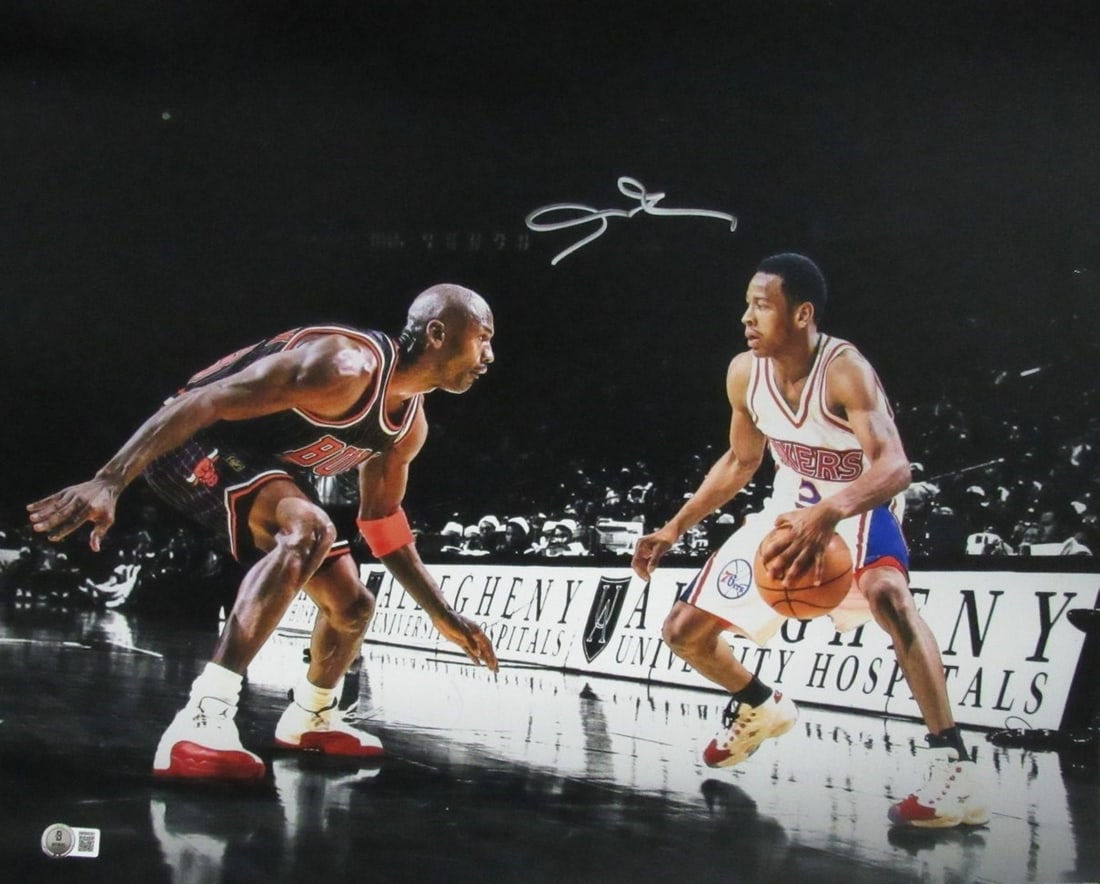 Kobe Bryant 76ers Allen Iverson Autographed 16x20 Photo Beckett 196724 (1 of 3)