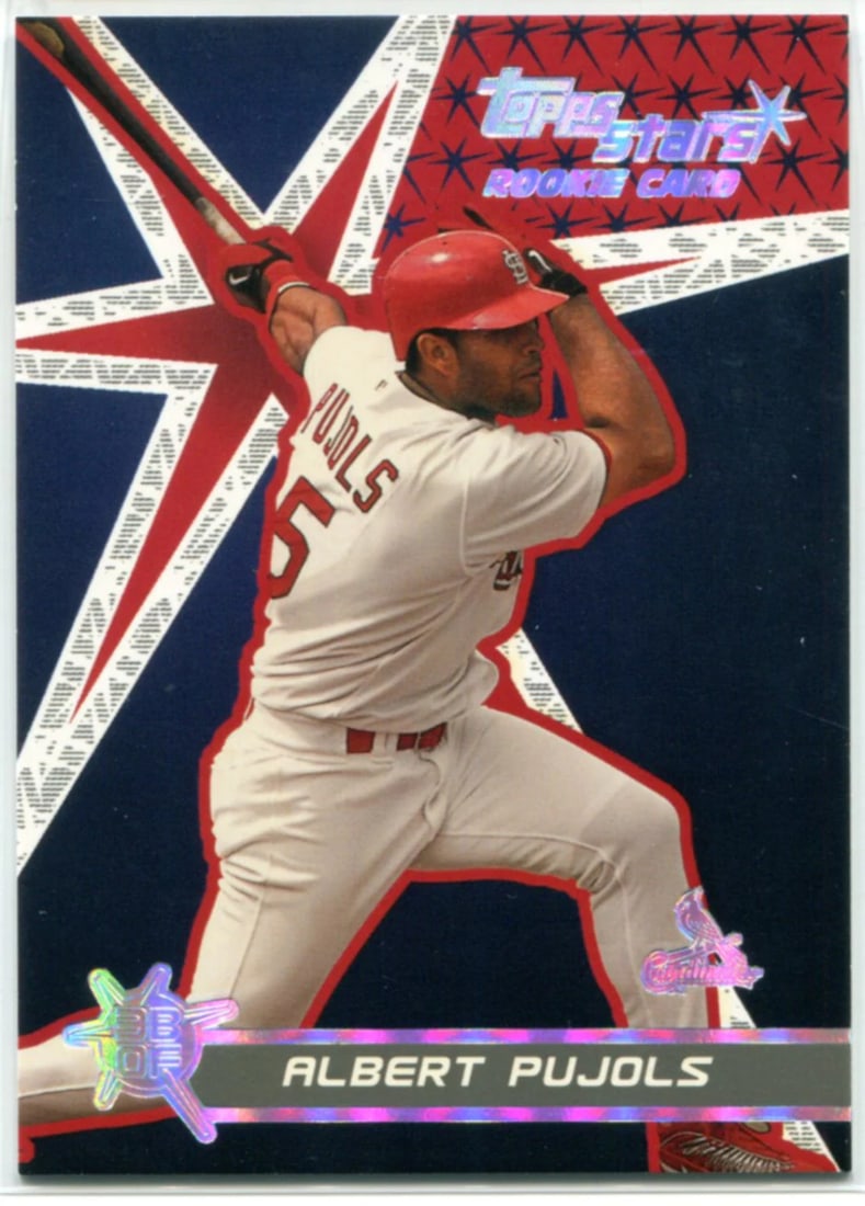Albert Pujols 2001 Topps Stars Rookie Card #198: Albert Pujols 2001 Topps Stars Rookie Card #198 Topps Stars Rookie Card #198 features Albert Pujols in his debut year, marking an exciting milestone in the baseball card collecting journey. This 2001 