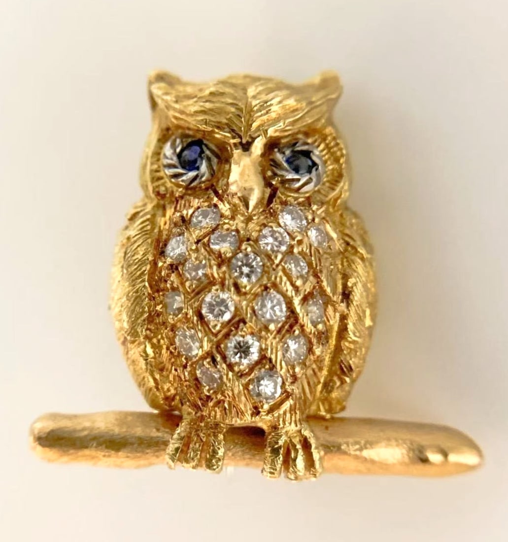 18k yellow gold detailed owl pin brooch bird animal diamond 0.25ct E Wolfe Co: 18k yellow gold detailed owl pin brooch bird animal diamond 0.25ct E Wolfe Co Item Specifics: Materials Sourced From: United Kingdom Shape: Owl Occasion: Anniversary Birthday Christening Christmas Con