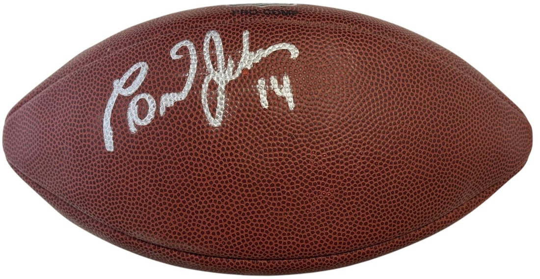 Brad Johnson Autographed Wilson Football: Brad Johnson Autographed Wilson Football Signed in silver paint pen across the side of a Wilson football, Brad Johnson's autograph adds a touch of sports memorabilia to any collection. This officially