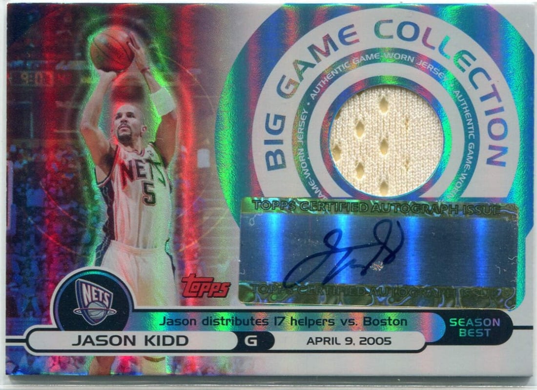 Big Game Collection Jersey Jason Kidd BGA JK Autographed Card Topps 2005 2006 (1 of 2)