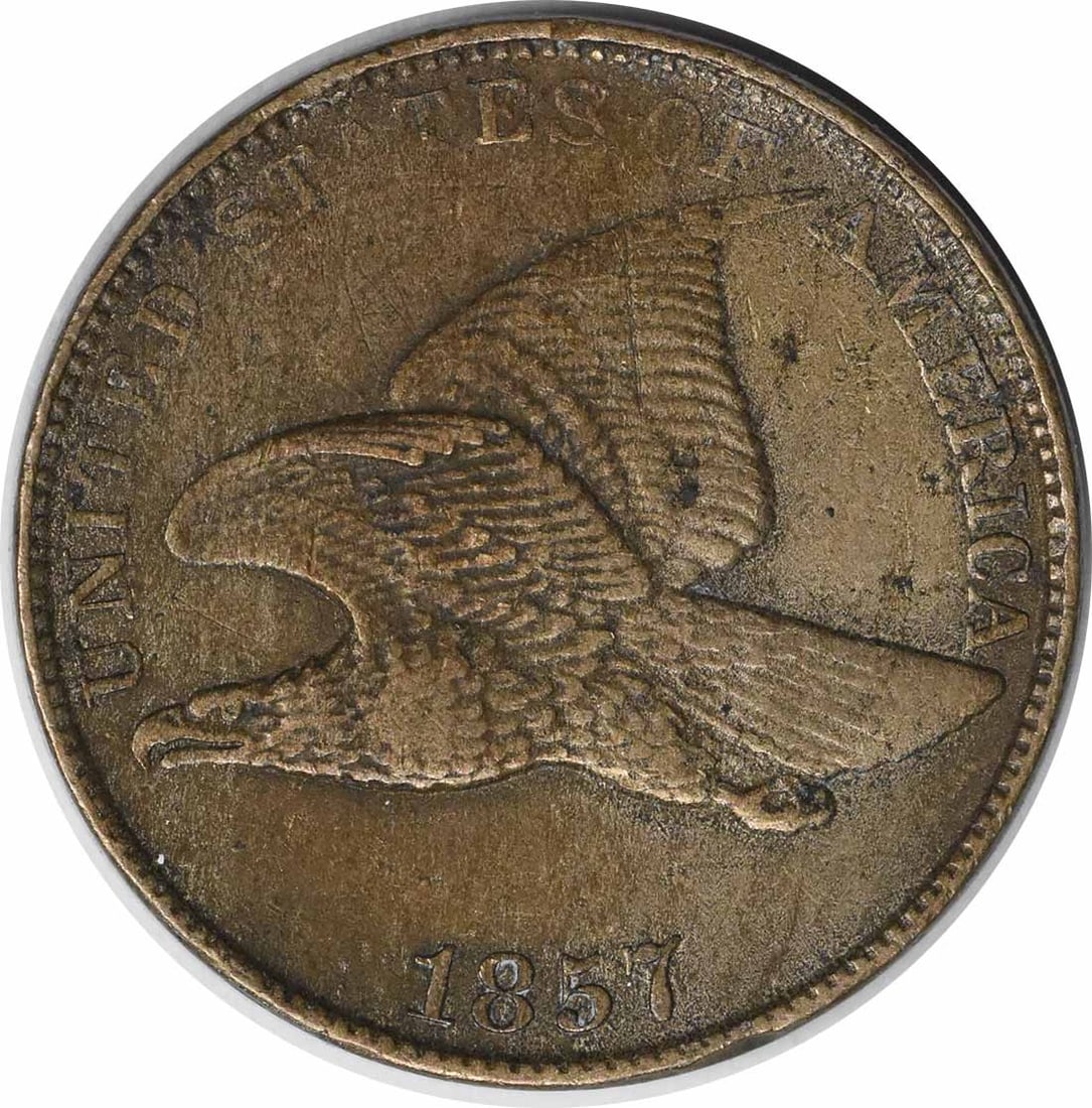 Uncertified Flying Eagle Cent EF 1857: Uncertified Flying Eagle Cent EF 1857 The Flying Eagle Cent EF 1857 is an early example of the United States' first circulating cent coin, featuring a striking design by James Barton Longacre. Made fr