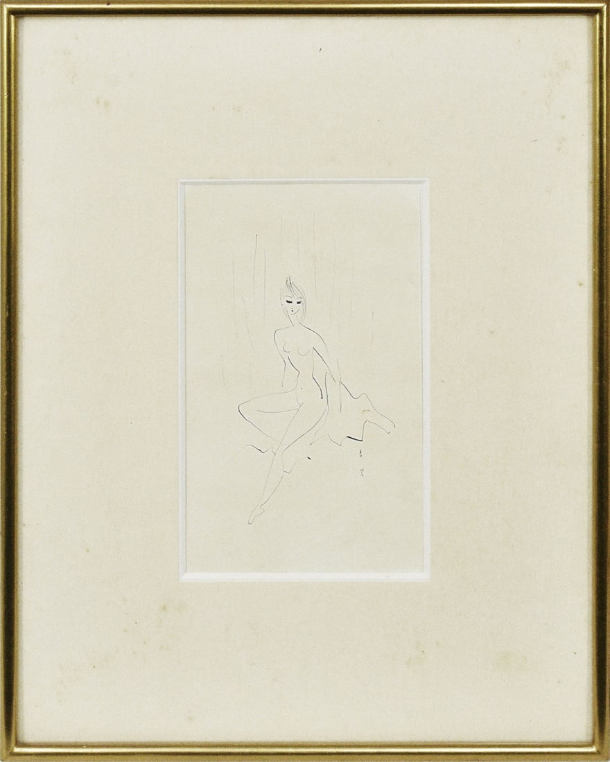 Seiji Togo Original Ink Drawing Portrait of a Lady Authentic Signed Certificate (1 of 9)