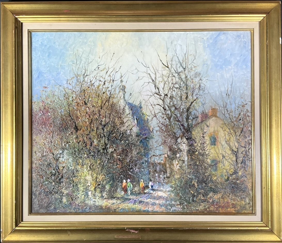 Village oil painting figures signed path village by poland impressionist janusz olszewski: Village oil painting figures signed path village by poland impressionist janusz olszewski Item Specifics: Unit Of Sale: Single Piece Artist: Janusz Olszewski Signed By: Janusz Olszewski Size: Large Si