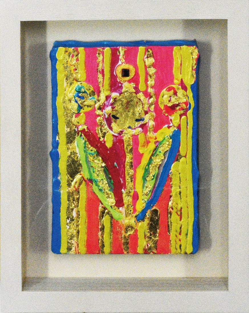 Mixed media painting by signed Moriuchi Keiko with association gutai art (1 of 9)