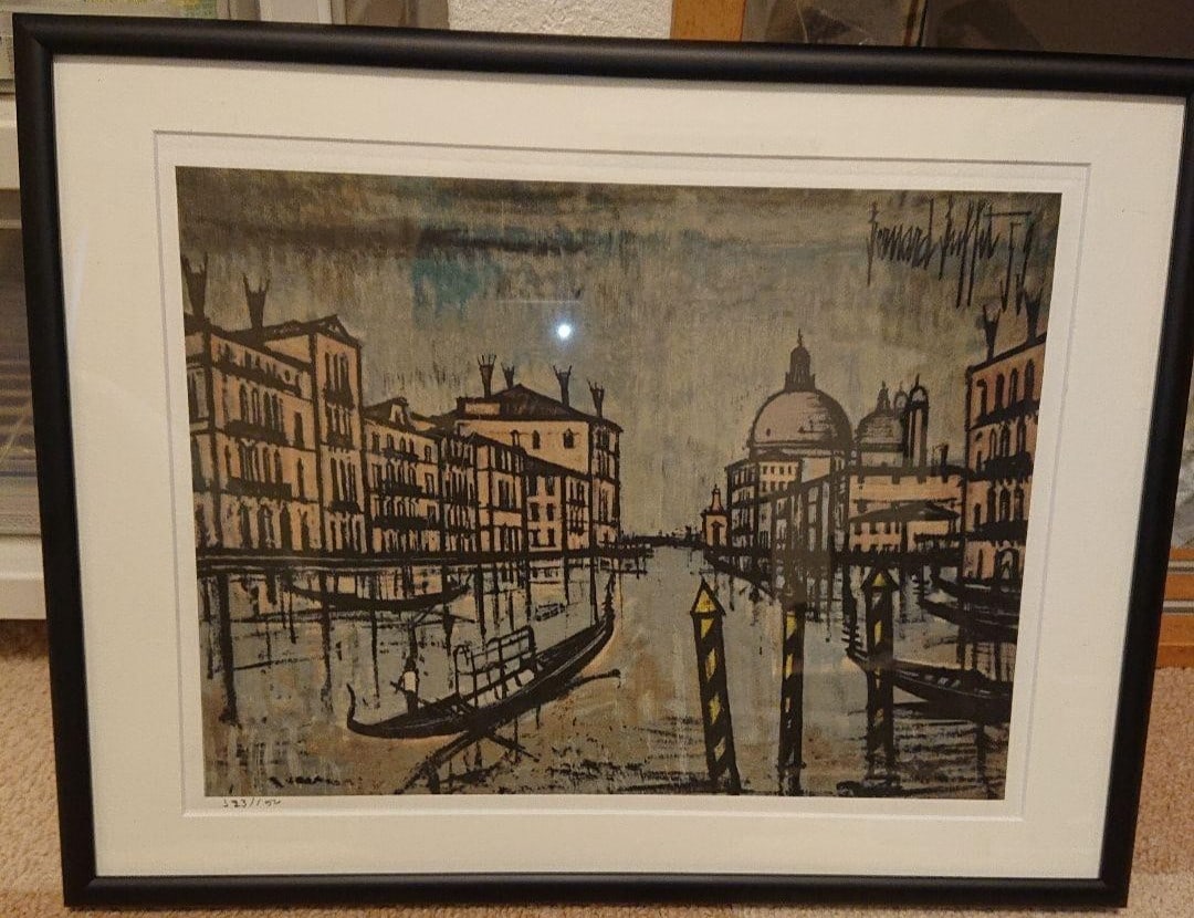Lithograph signed style framed by Bernard Buffet for Venice 123/ 150 COA (1 of 8)