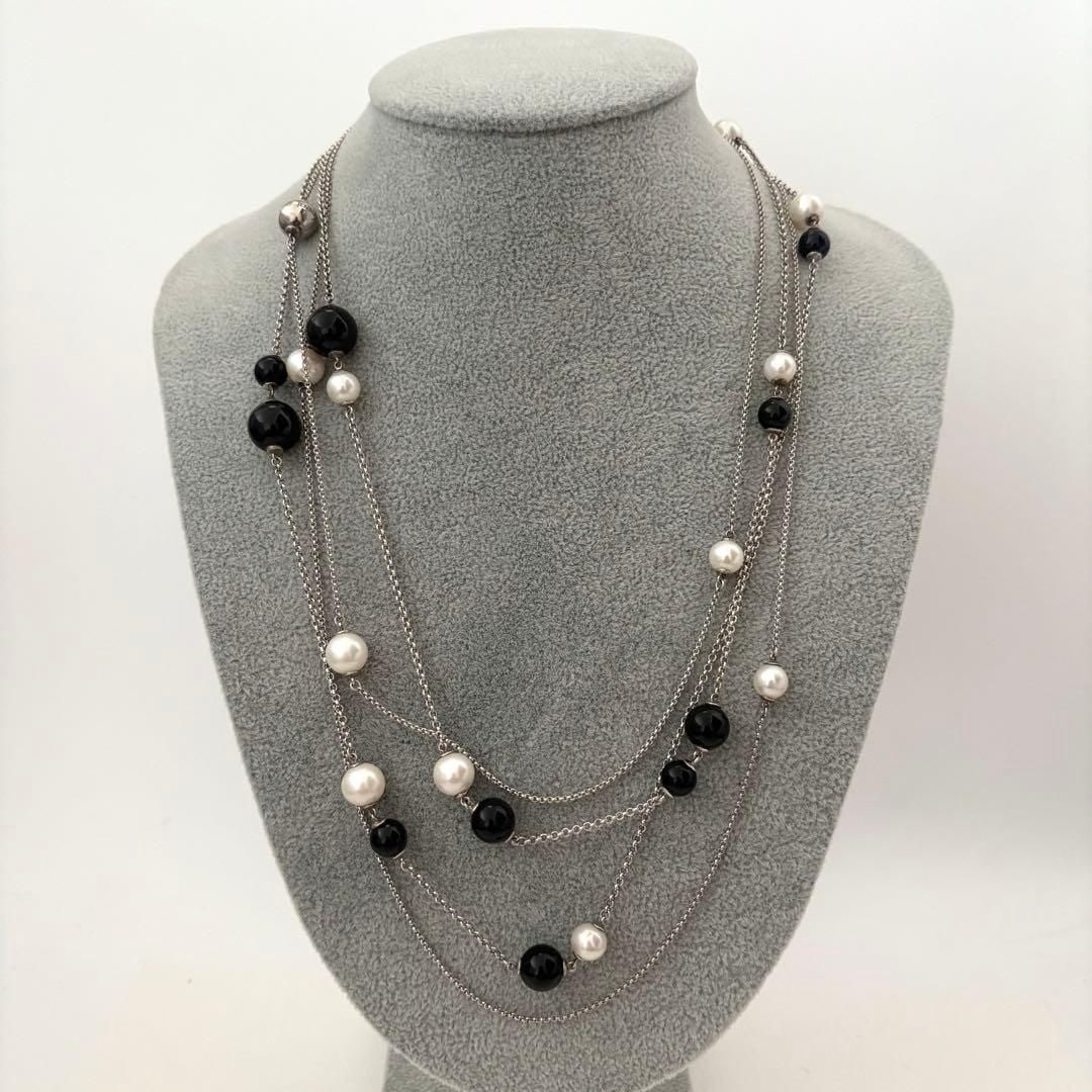 Stone Necklace Silver Georg Jensen Rare Long Black 45.6 inches Sterling (1 of 11)