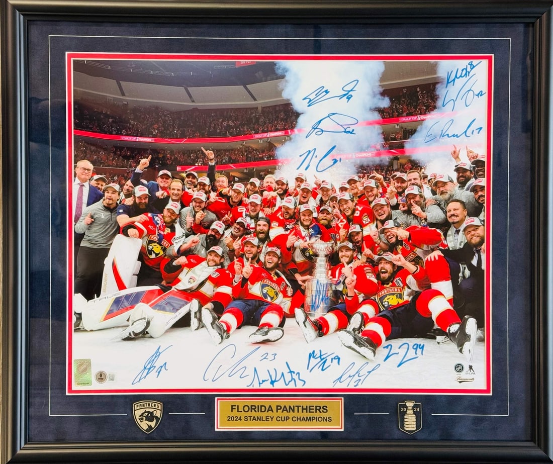Panthers Florida 2023 Multi Signed Stanley Champions Cup Photo Framed (1 of 2)