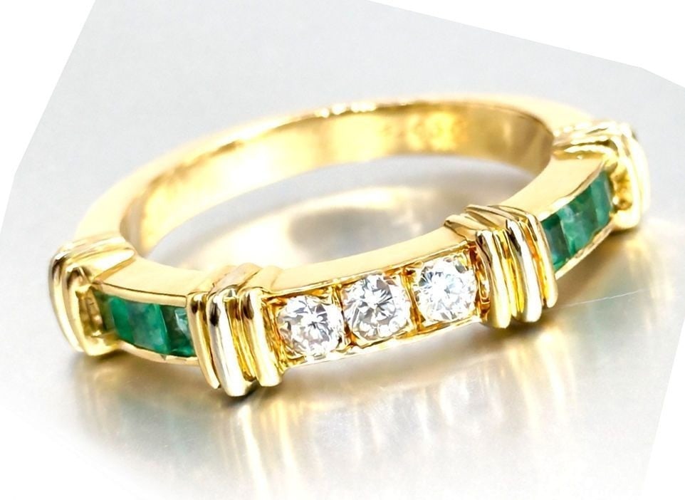 Vintage Cartier Contessa 6P Emerald 3P Diamond 18k Yellow Gold Band Ring Size50: Vintage Cartier Contessa 6P Emerald 3P Diamond 18k Yellow Gold Band Ring Size50 Item Specifics: Shape: Round Occasion: Anniversary Birthday Christening Christmas Engagement Graduation Mother"s Day Val