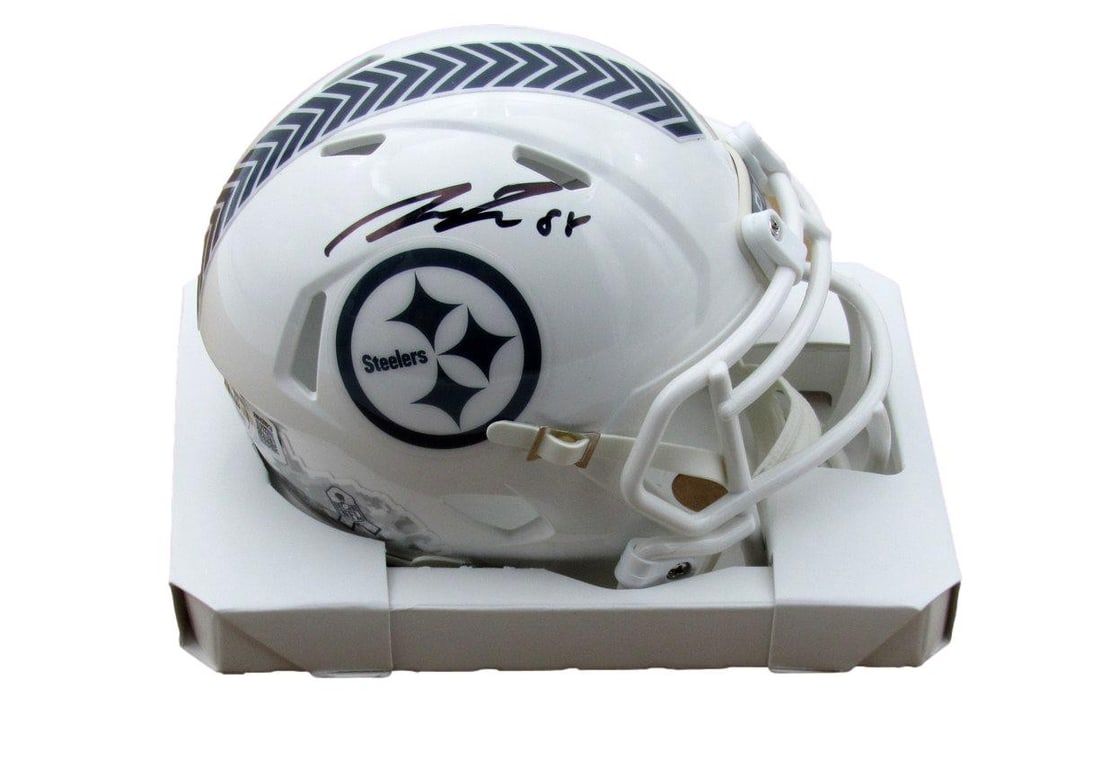 Signed Pat Freiermuth Beckett Helmet To Salute Service White Mini Steelers 19217 (1 of 3)