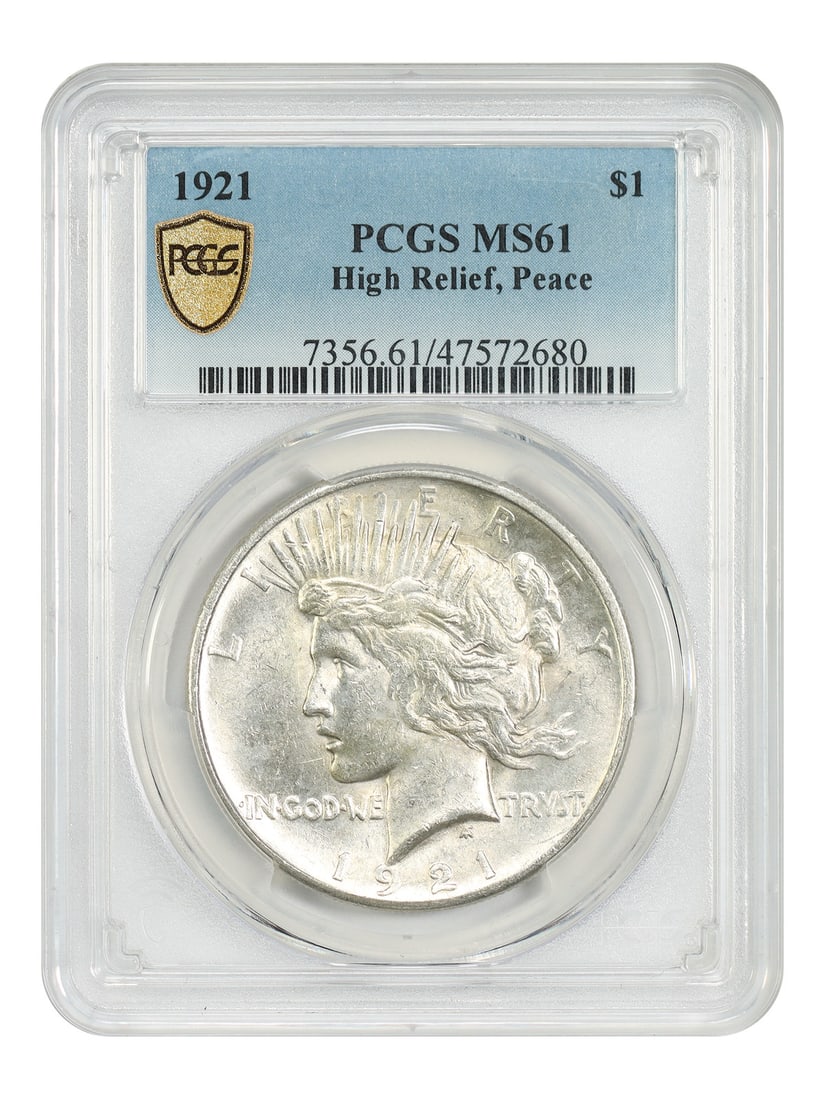 High Relief Peace Dollar PCGS MS61 Scarce 1921 First Year Issue (1 of 4)