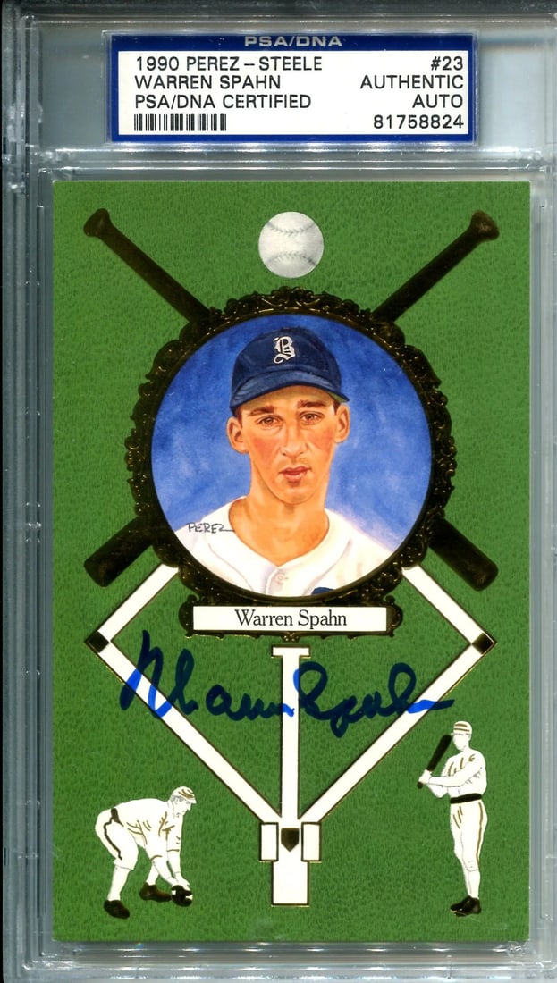 Warren Spahn First Series Autographed Post Card #02181/ 10, 000 (PSA): Warren Spahn First Series Autographed Post Card #02181/ 10, 000 (PSA) Signed in sharpie across the front of the card, Warren Spahn's autograph is authenticated and slabbed by PSA. This first series