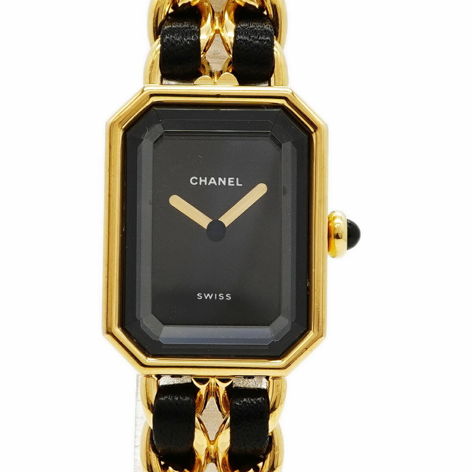 Chanel Wristwatch: Chanel Wristwatch Chanel wristwatch in black leather band with a 20.2mm case diameter, suitable for wrists up to 16cm in length. The watch bears traces of usage and minor scratches/dirt, but remains