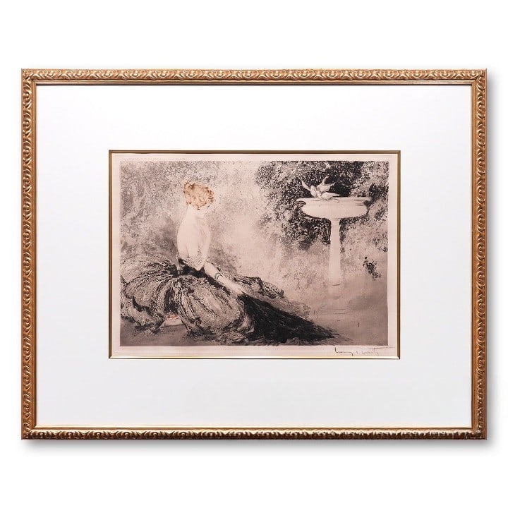 Louis Icart Wistfulness Etching 1924 Hand Colored Signed Raisonn S.193 Framed (1 of 10)