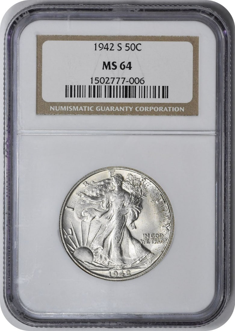 1942-S Walking Liberty Silver Half Dollar MS64 NGC (1 of 1)