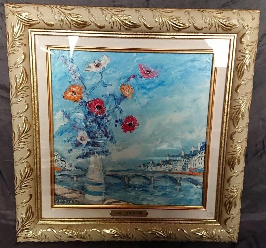 Guy Rocagel Oil Painting Paris Bouquet Impasto French Impressionist Signed (1 of 15)