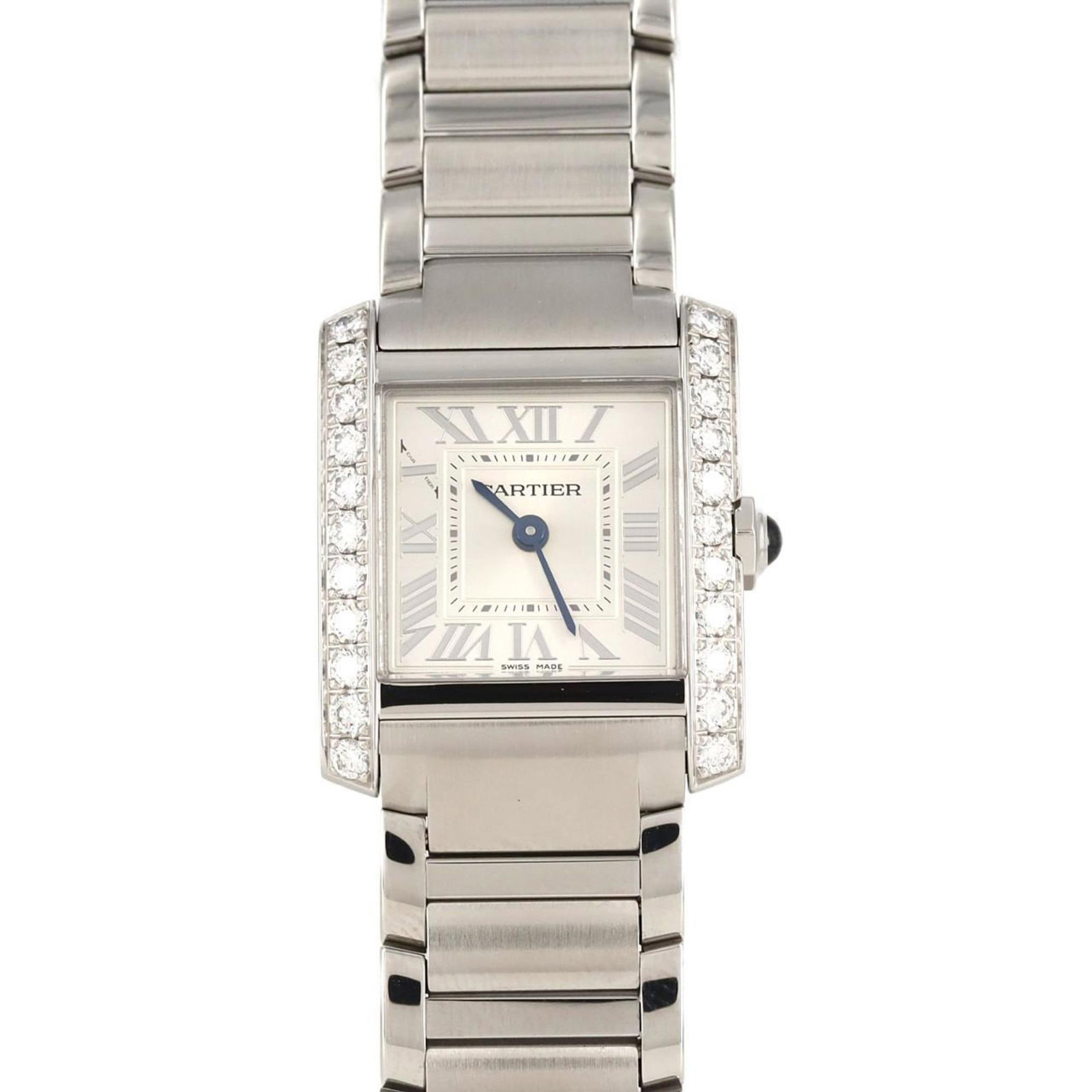 Cartier Wristwatch: Cartier Wristwatch Stainless steel case and band provide a sleek, modern look for the Cartier wristwatch. The silver dial adds a touch of sophistication, while the analog display provides a classic ti