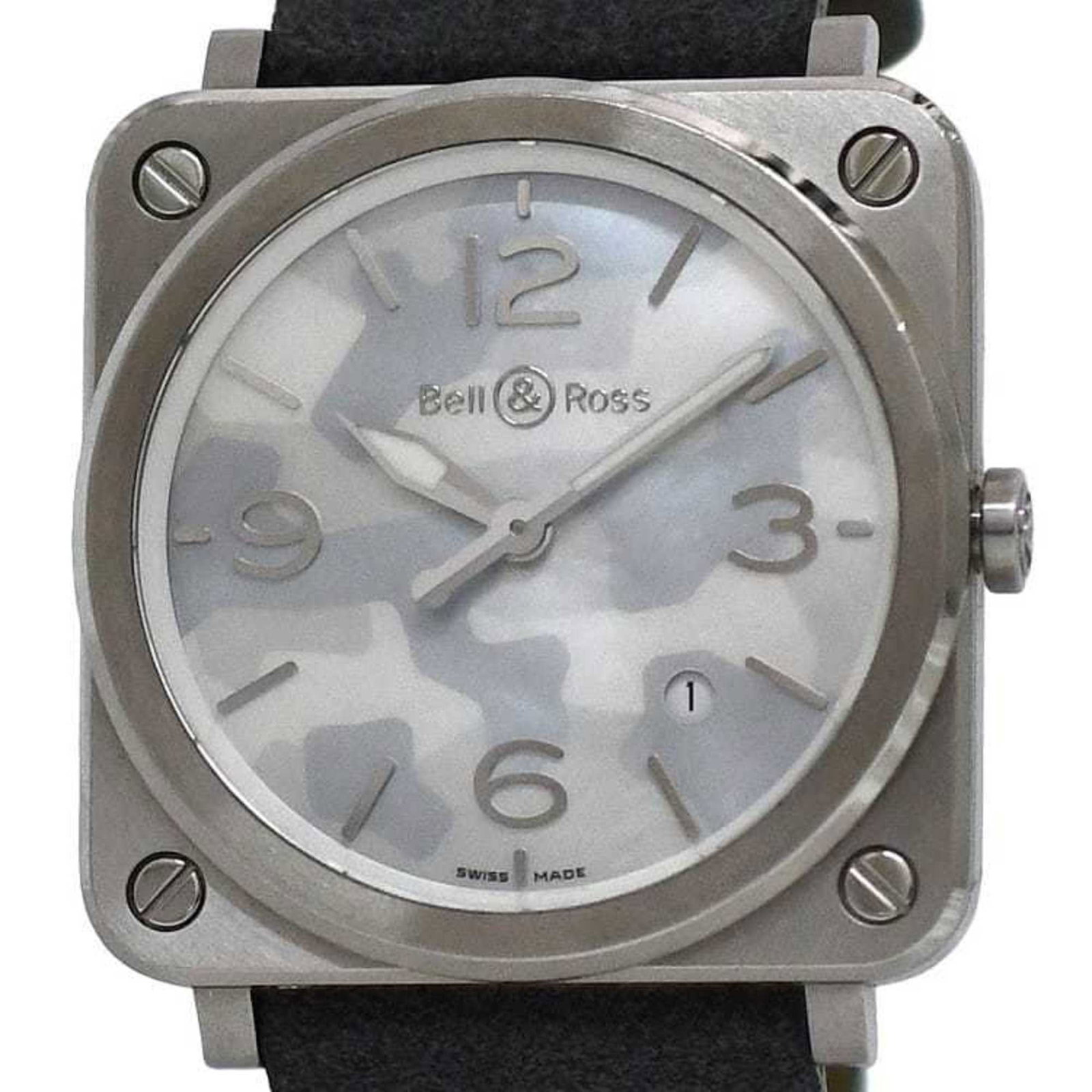 Bell & Ross Wristwatch: Bell & Ross Wristwatch Used Bell & Ross Wristwatch with Suede Leather Strap and White Dial, featuring stainless steel case and leather/rubber band. The watch has a diameter of 39mm and comes in a