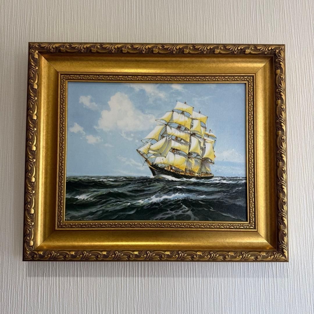 Robert McGregor Antique Marine Oil Painting Sailing Ship Ocean Waves Signed (1 of 3)