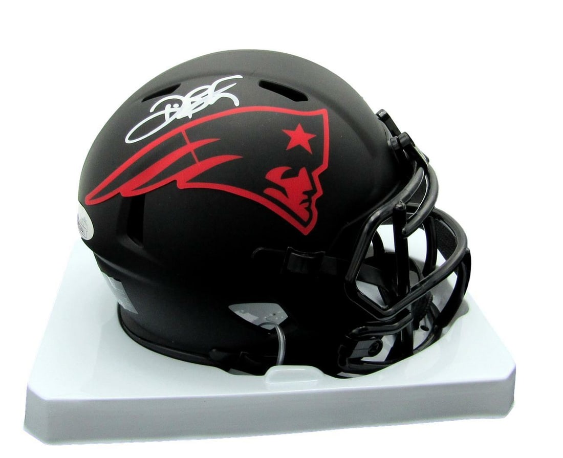 Deion Branch Signed/ Autographed Patriots Eclipse Mini Helmet JSA 159312: Deion Branch Signed/ Autographed Patriots Eclipse Mini Helmet JSA 159312 The Deion Branch signed Patriots Eclipse mini helmet features the signature of the former NFL wide receiver, now autographed by