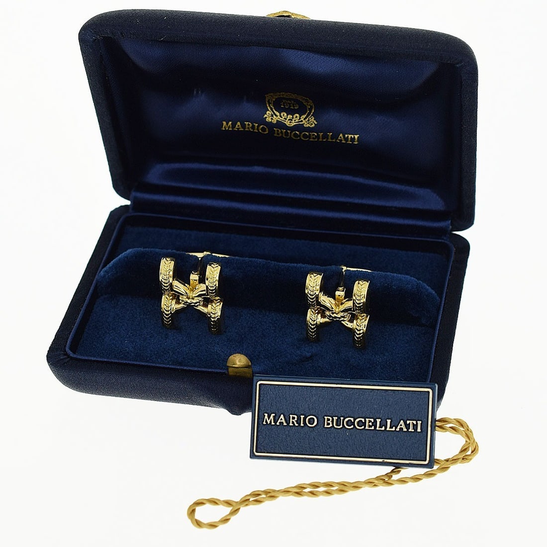 Mario Buccellati Vintage 18k Yellow Gold Engraved Cufflinks Italy Classic Design (1 of 9)
