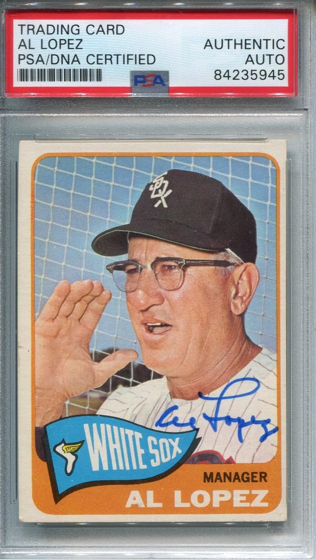 Al Lopez White Sox Manager Autographed Baseball Card (PSA) (1 of 2)