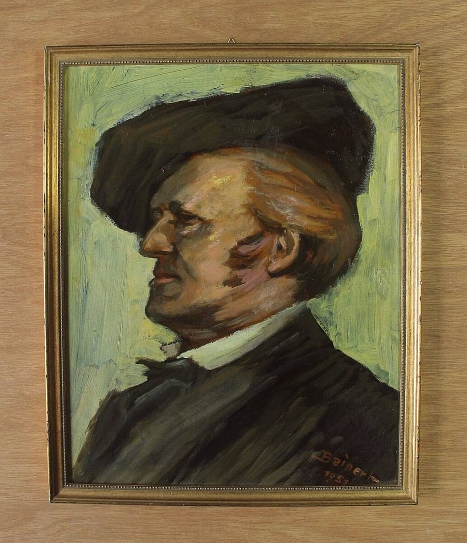 Beinert 1951 Richard Wagner Portrait German Oil Painting Mid Century Expression: Beinert 1951 Richard Wagner Portrait German Oil Painting Mid Century Expression Item Specifics: Unit Of Sale: Single Piece Artist: Beinert Signed By: Beinert Size: Medium Signed: Yes Material: Board
