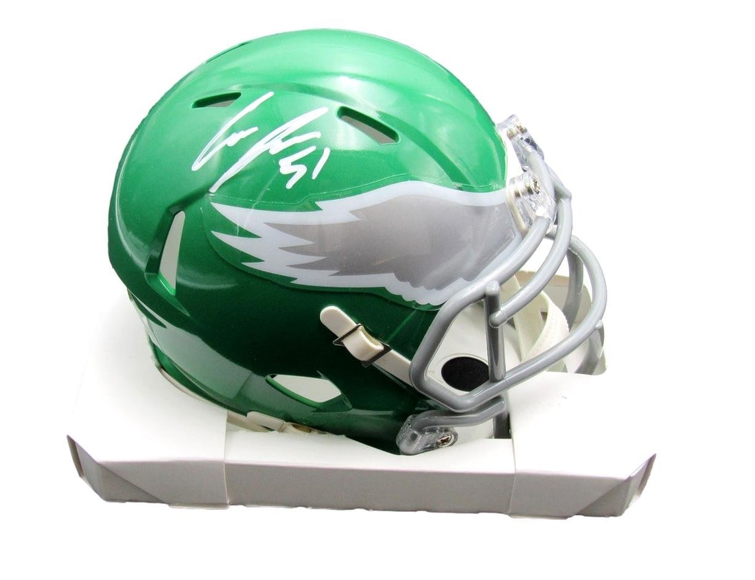 Kelly Green Eagles Mini Helmet PSA DNA Signed Autographed by Jurgens (1 of 4)