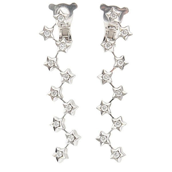 Chanel Original Box With Comet Star Diamond Dangle Earrings Long White Gold 18K (1 of 9)