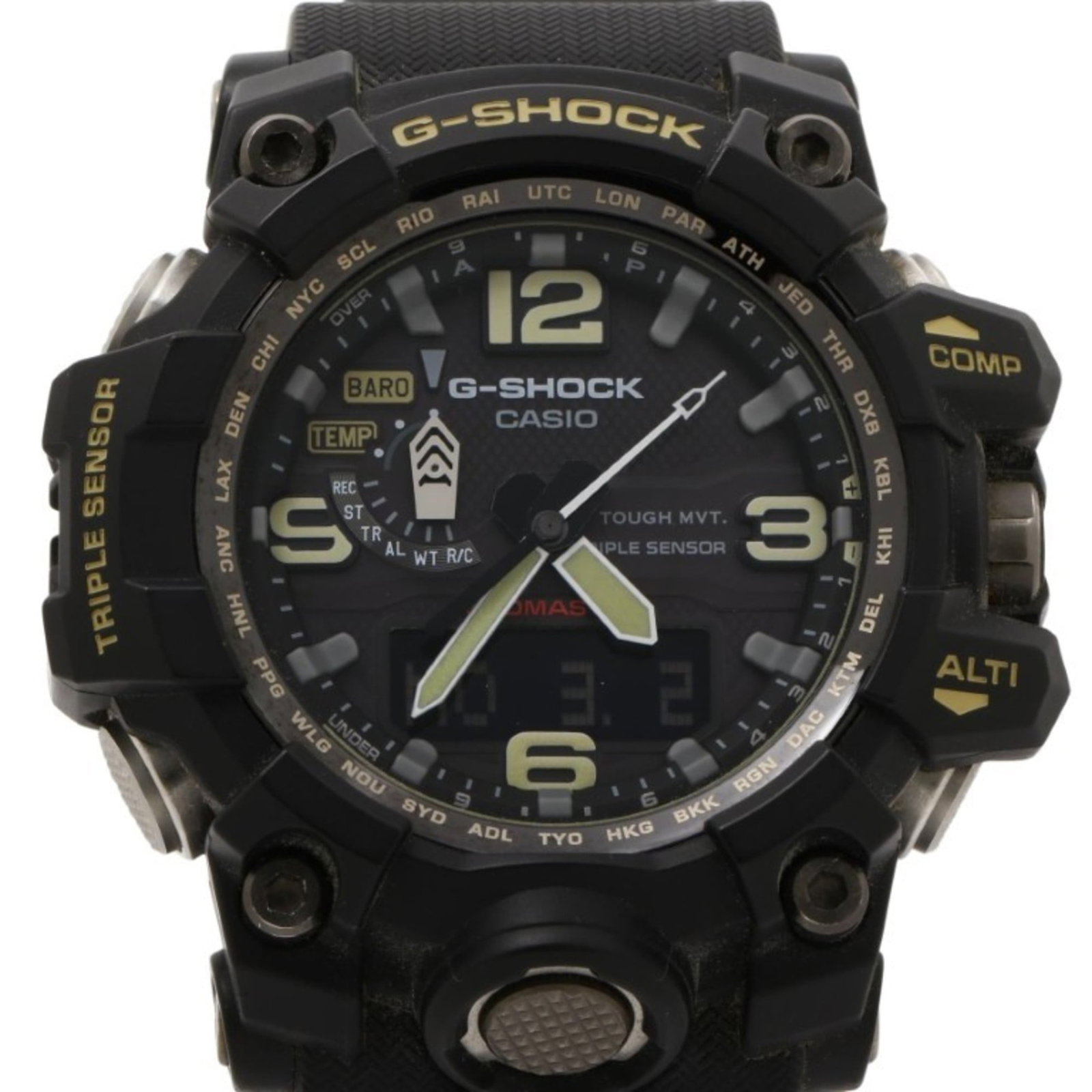 Wristwatch: Wristwatch Stainless steel construction provides durability and a sleek look. The black dial features a classic design, complemented by the watch's 56.1mm case diameter. A few minor scratches and sign