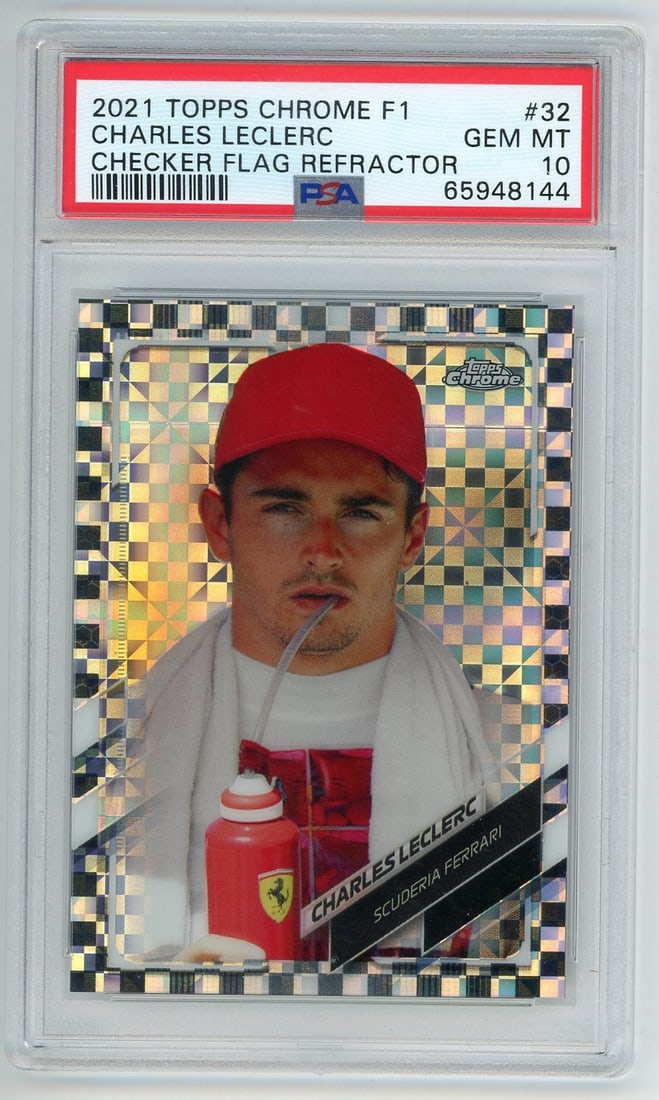 Charles Leclerc 2021 Topps Chrome Checker Flag Refractor #32 PSA 10 (1 of 2)