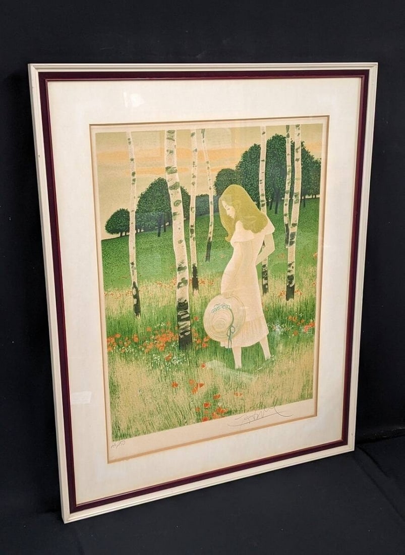 French Art Girl Signed Framed Birch Trees Lithograph Yves 150/: French Art Girl Signed Framed Birch Trees Lithograph Yves 150/ Item Specifics: Unit Of Sale: Single Piece Artist: Yves Ganne Signed By: Yves Ganne Image Orientation: Portrait Size: Large Signed: Yes M