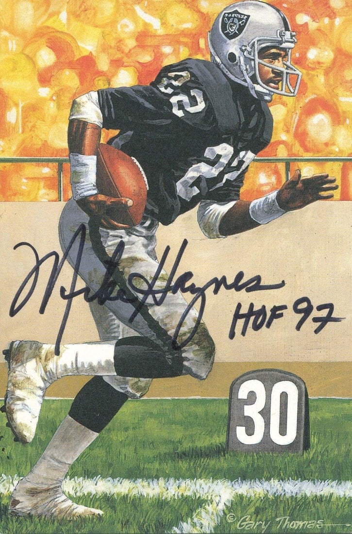 Mike Haynes 1st Day Cover Envelope: Mike Haynes 1st Day Cover Envelope Item Specifics: Mike HaynesAutographed Goal Line Art Card Signed across the front of the card inblack sharpie HOF 97 .Autograph is authenticated by , and will be acc