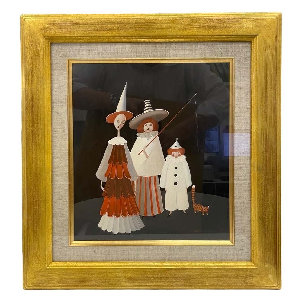 Bozena Duda Oil Painting Clowns 1989 Naive Art Polish Pierrot Framed: Bozena Duda Oil Painting Clowns 1989 Naive Art Polish Pierrot Framed Item Specifics: Artist: Bozena Duda Unit Of Sale: Single Piece Signed By: Bozena Duda Size: Medium Signed: Yes Material: Canvas Fra