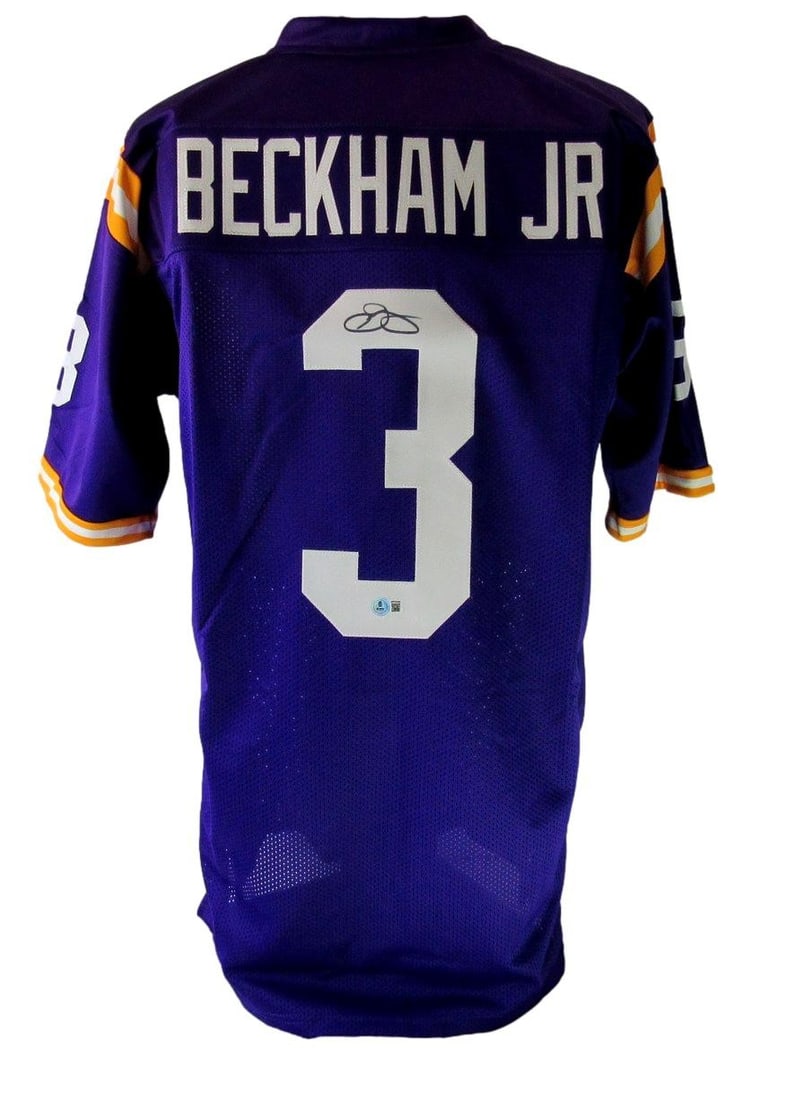 Beckham Jr. OBJ Odell Autographed Custom LSU Football Jersey Beckett (1 of 5)
