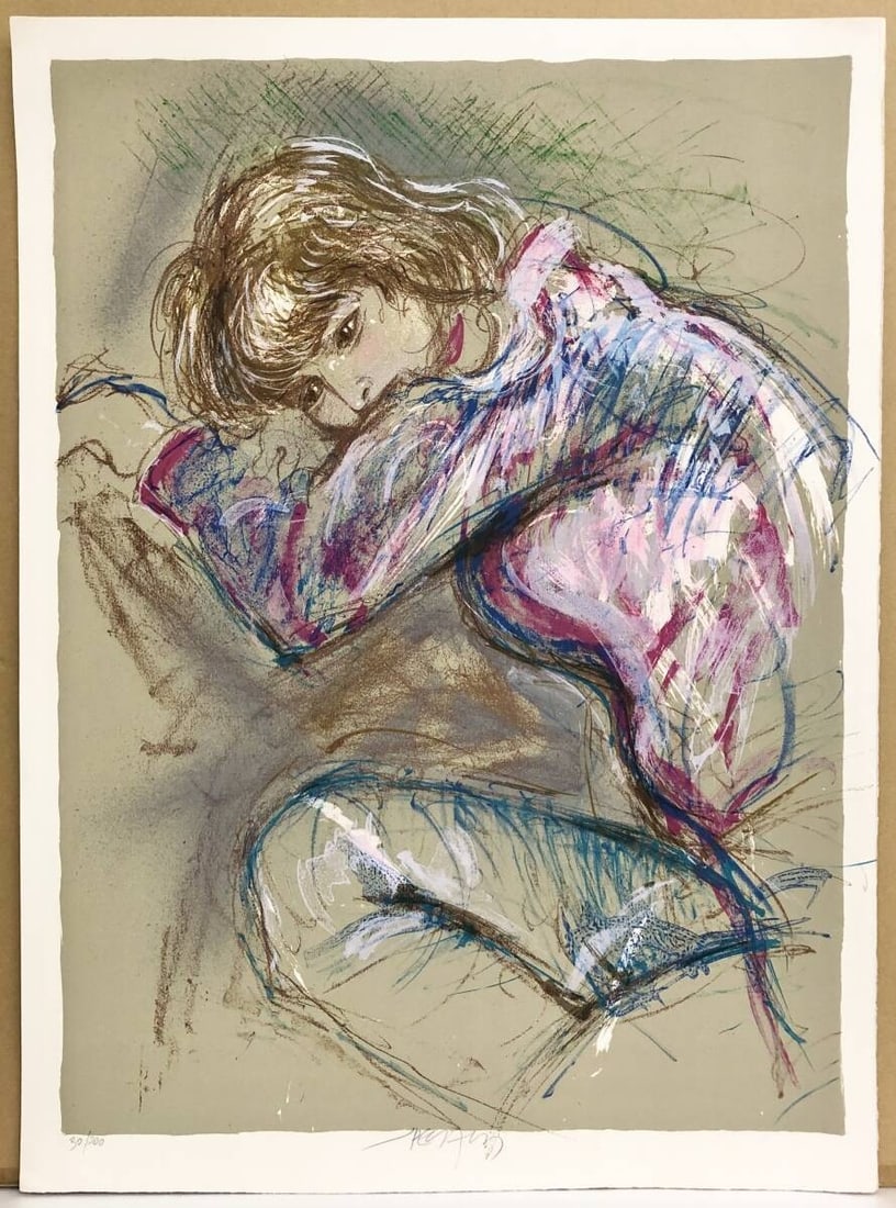 Lithograph Signed Large 30/ 200 Female Figurative Art by Jacques Pecnard (1 of 10)