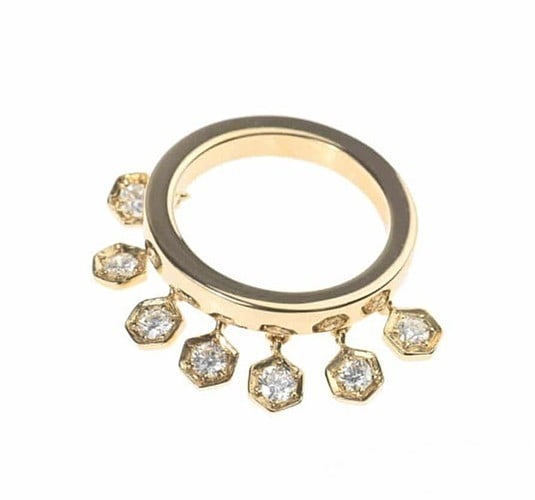 Piaget Magic Garden 7P Swing Diamond Charm 18k Yellow Gold Ring Sz47 Pinky Ring (1 of 5)