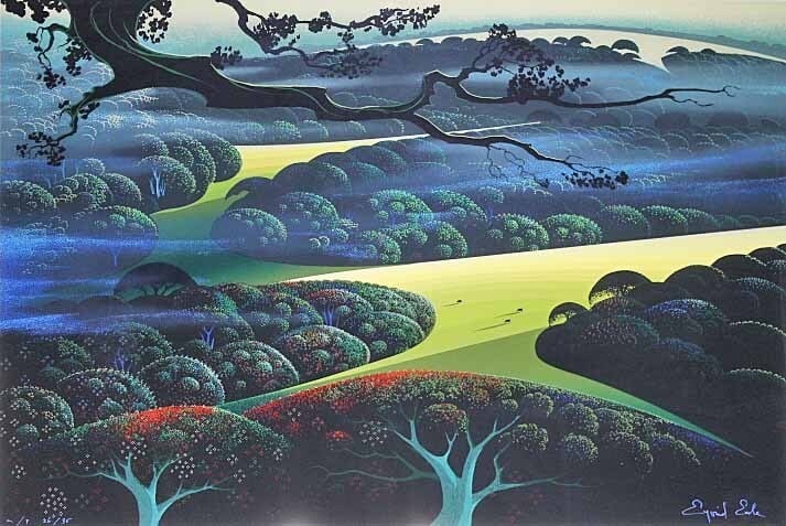 No Frame Eyvind Earle Blue Fog Serigraph Signed A.P 26/ 35 Large (1 of 5)