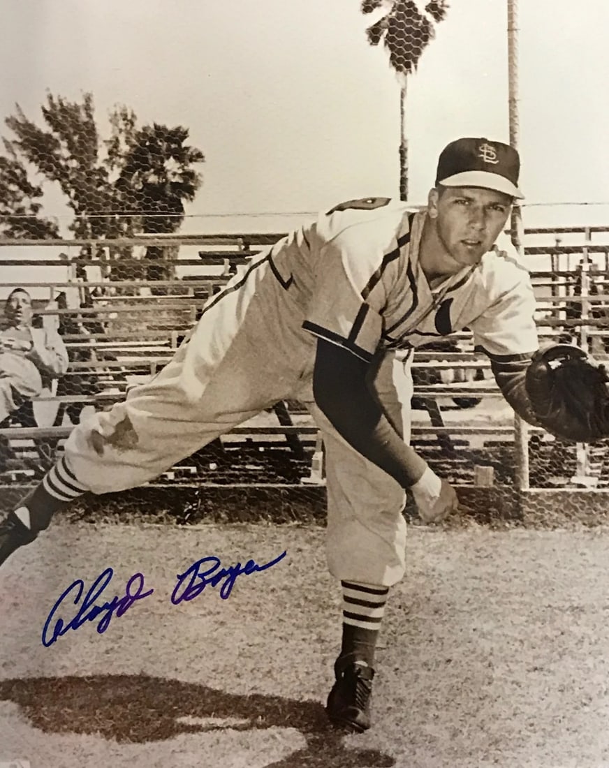 Cloyd Boyer Autographed 8x10 Photo: Cloyd Boyer Autographed 8x10 Photo Cloyd Boyer's signature appears across the front of this 8x10 photo in blue sharpie. The image bears his mark, a notable aspect of this collectible item. A piece of 