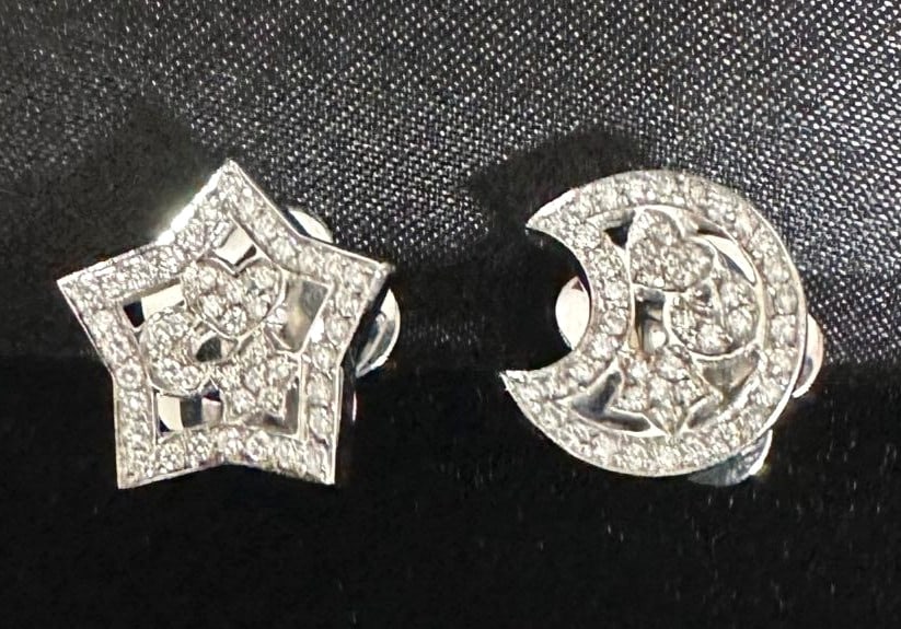 Star Moon Heart 18k White Gold 0.42ct Diamond Pasquale Bruni Earrings: Star Moon Heart 18k White Gold 0.42ct Diamond Pasquale Bruni Earrings Item Specifics: Antique: No Shape: Moon Star Closure: Butterfly Occasion: Anniversary Birthday Christening Christmas Confirmation/