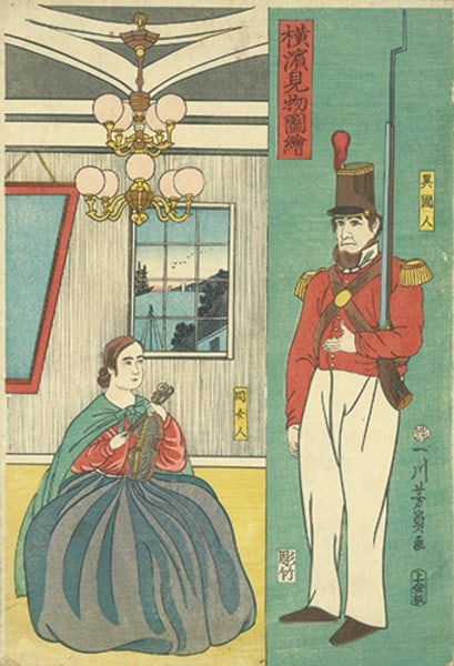1860 Utagawa Yoshikazu Yokohama Woodblock Print Foreigners Violin Dress O ban: 1860 Utagawa Yoshikazu Yokohama Woodblock Print Foreigners Violin Dress O ban Item Specifics: Artist: Utagawa Yoshikazu Subject: Yokohama-e Foreigners Western Customs Material: Washi Paper Style: Japa